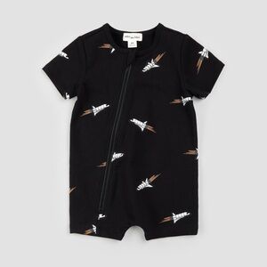 Space Shuttle Print On Black Romper | Miles the Label